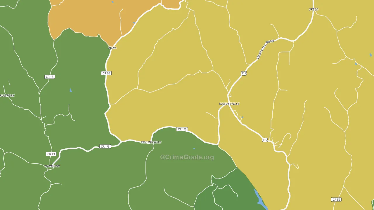 Countsville, WV Map of Drug-Related Crime Rates