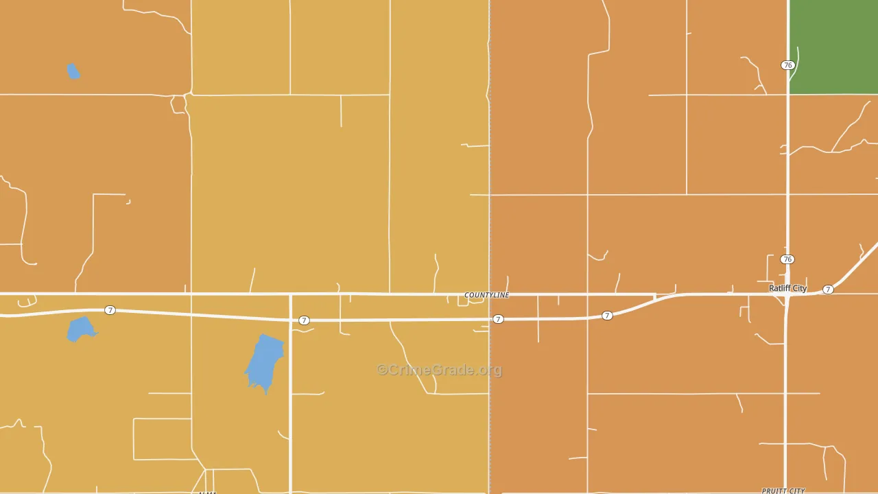 Countyline, OK Map of Drug-Related Crime Rates