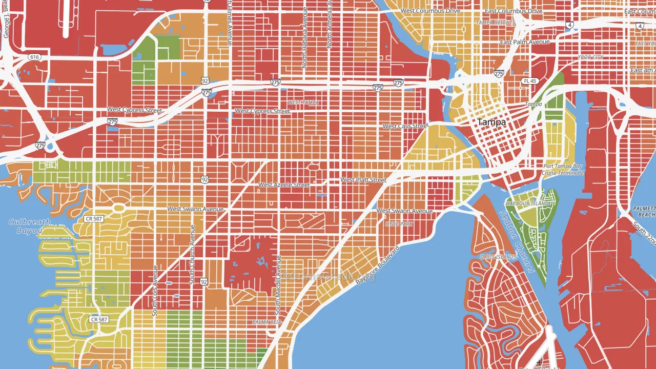 Courier City, Tampa, FL Map of Drug-Related Crime Rates