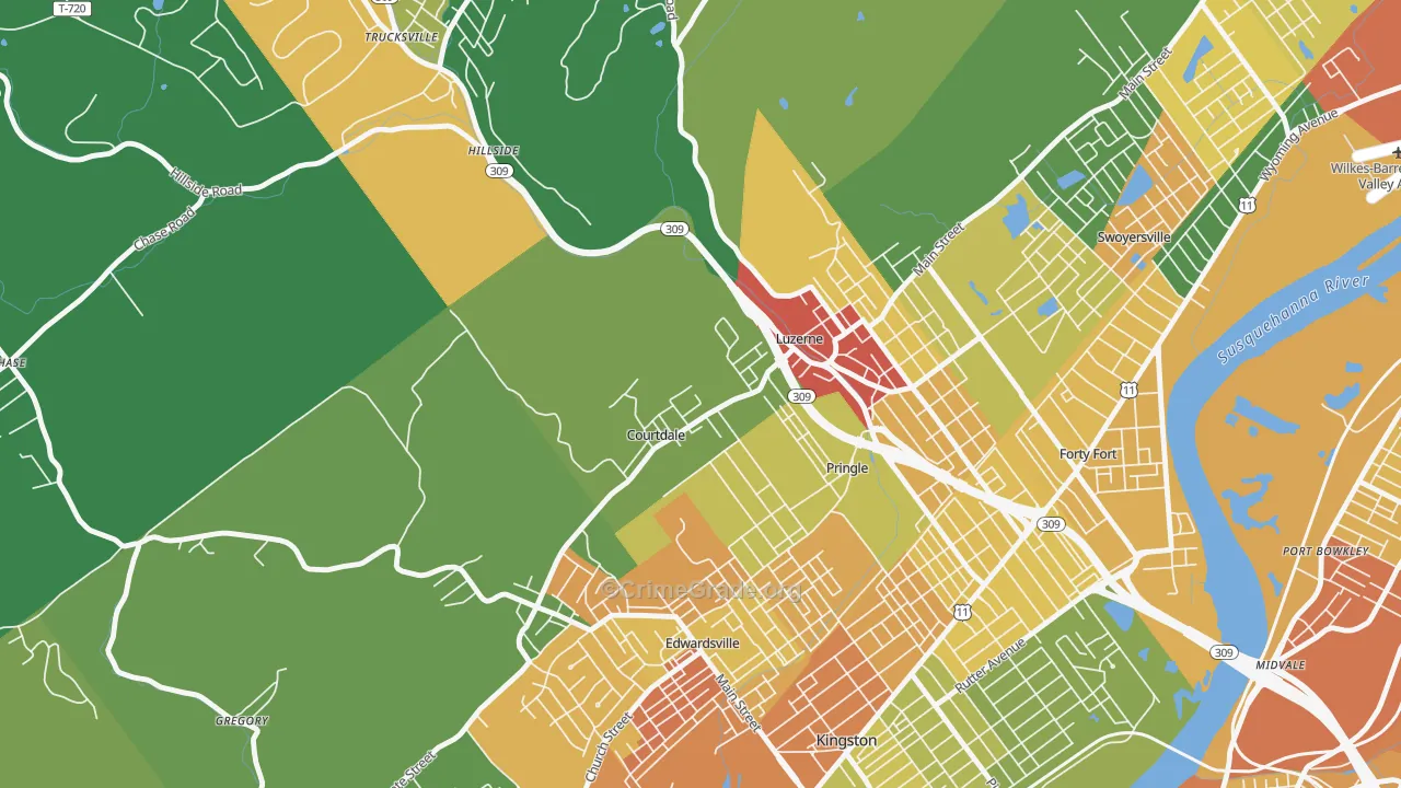 Courtdale, PA Map of Drug-Related Crime Rates