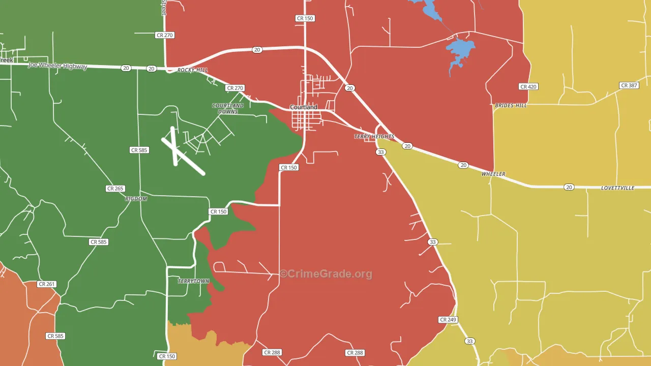 Courtland, AL Map of Drug-Related Crime Rates