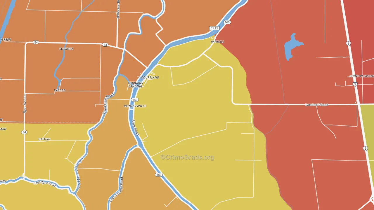 Courtland, CA Map of Drug-Related Crime Rates