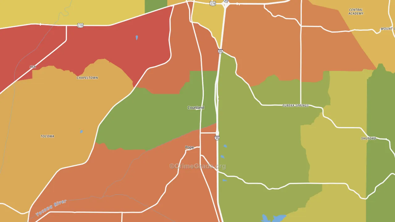 Courtland, MS Map of Drug-Related Crime Rates