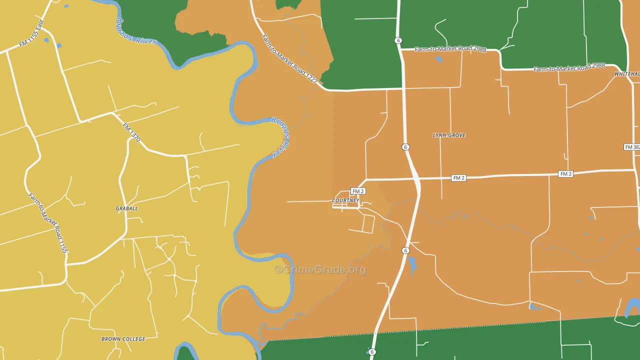 Courtney, TX Map of Drug-Related Crime Rates