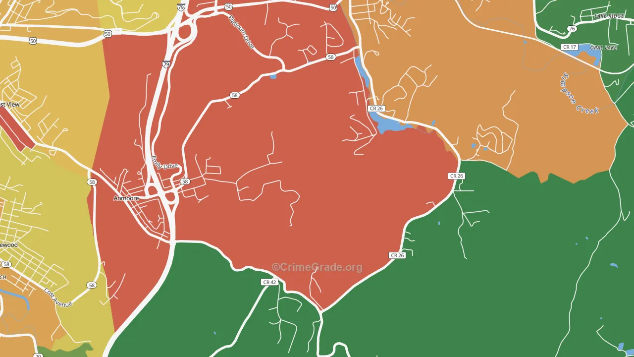 Courtright, WV Map of Drug-Related Crime Rates