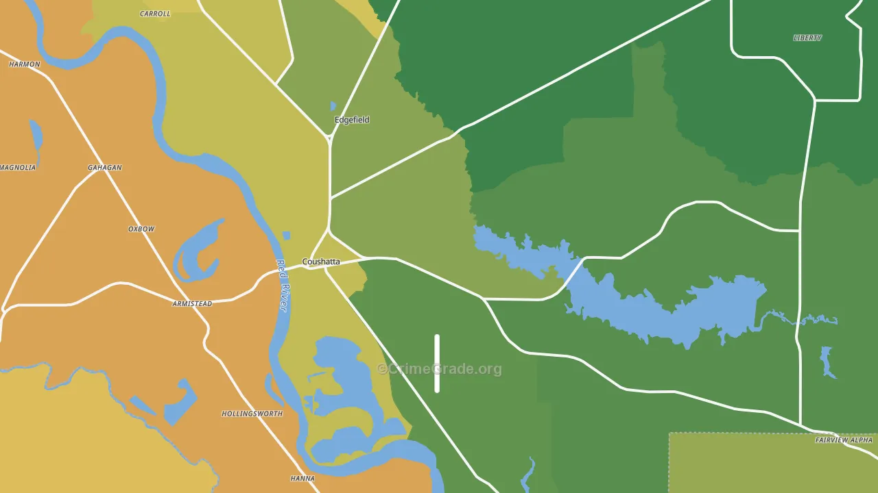 Coushatta, LA Map of Drug-Related Crime Rates