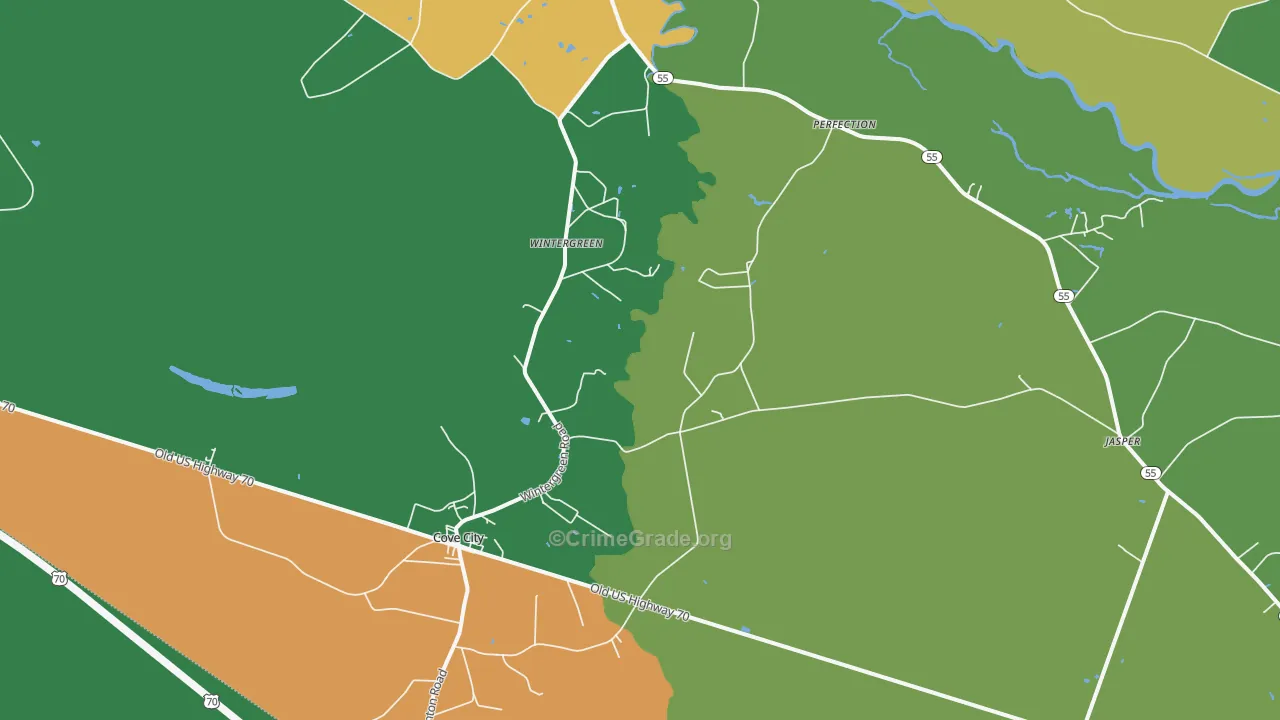 Cove City, NC Map of Drug-Related Crime Rates