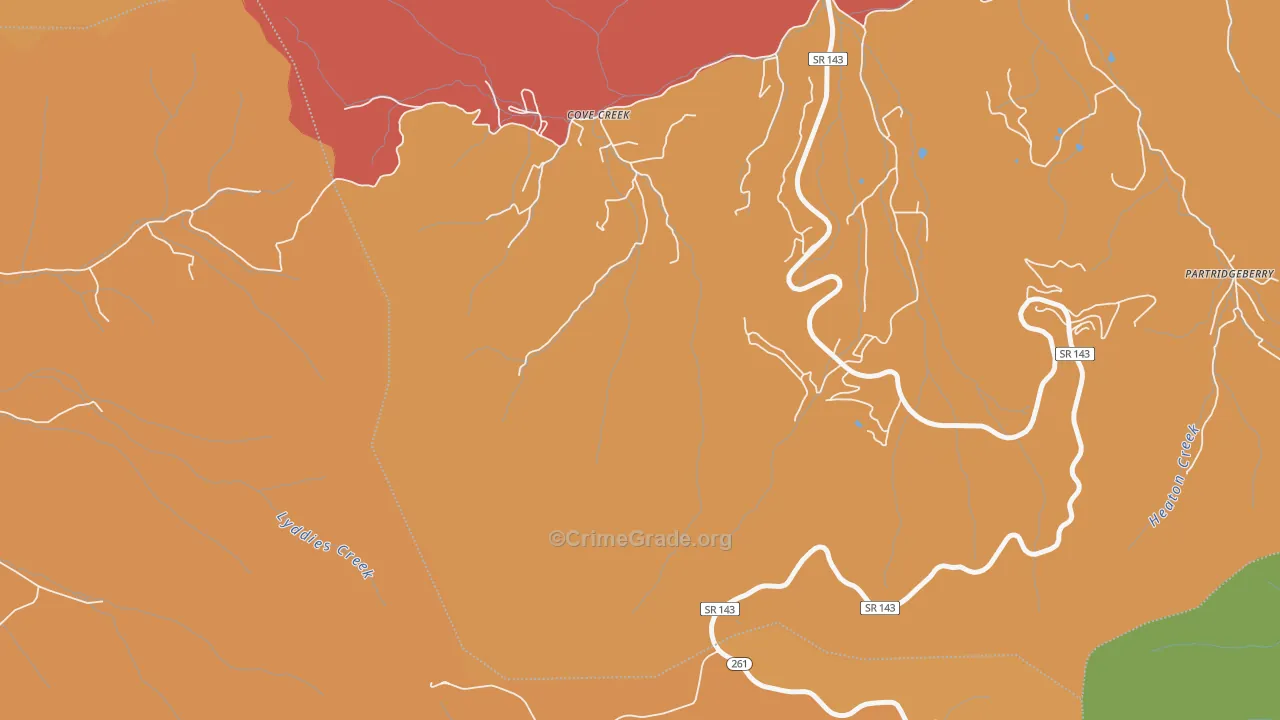 Cove Creek, TN Map of Drug-Related Crime Rates