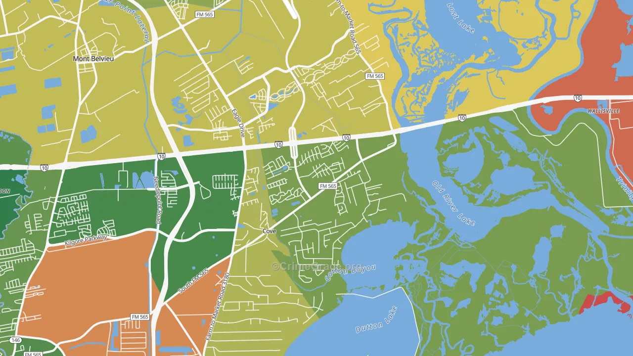 Cove, TX Map of Drug-Related Crime Rates