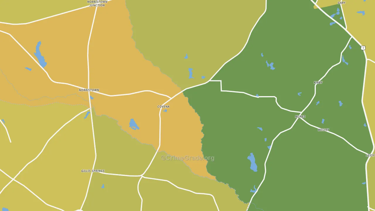 Covena, GA Map of Drug-Related Crime Rates