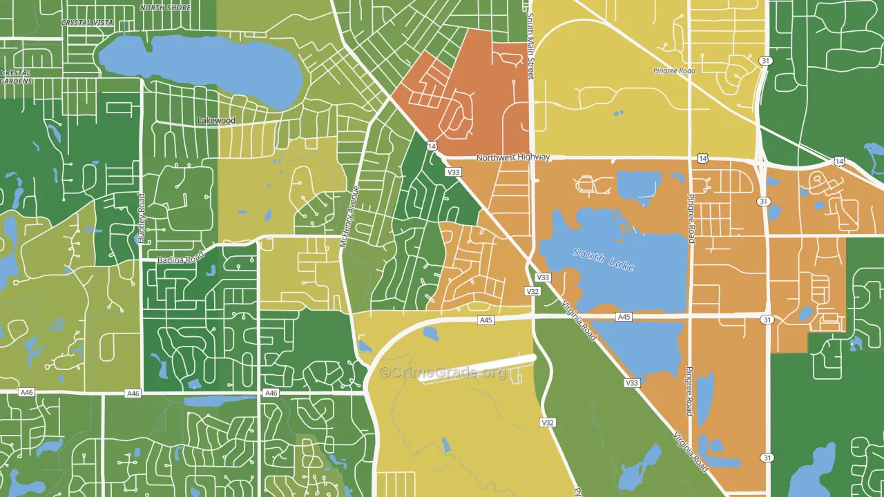 Coventry, Crystal Lake, IL Map of Drug-Related Crime Rates