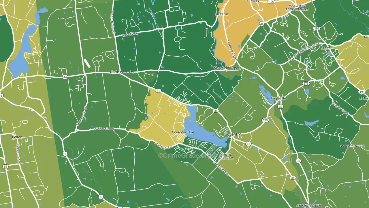 Coventry, CT Map of Drug-Related Crime Rates
