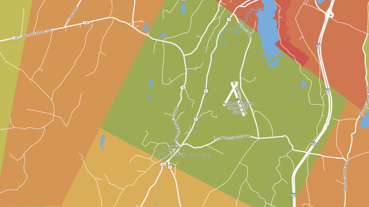 Coventry, VT Map of Drug-Related Crime Rates