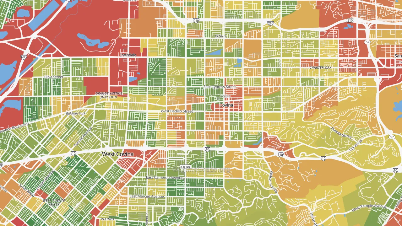Covina-Valley, Covina, CA Map of Drug-Related Crime Rates