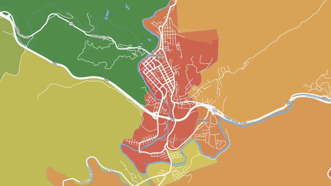 Covington City, VA Map of Drug-Related Crime Rates