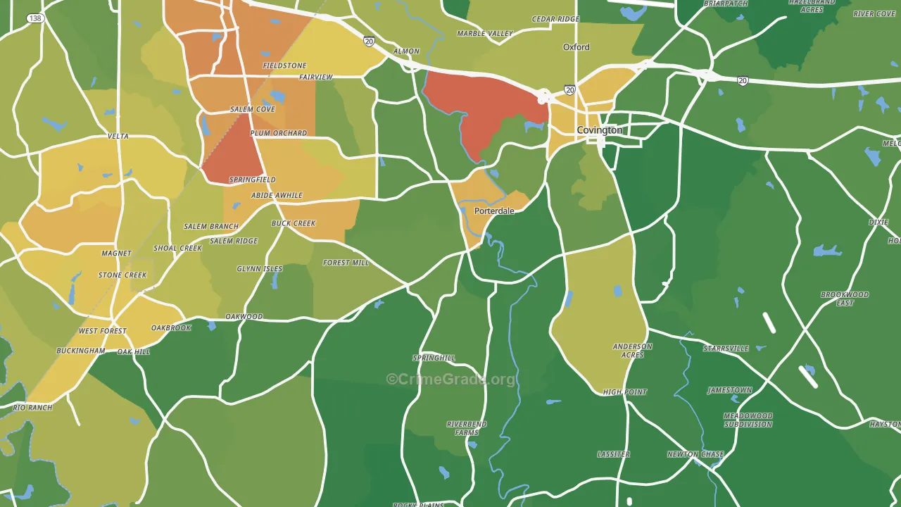 Covington, GA Map of Drug-Related Crime Rates