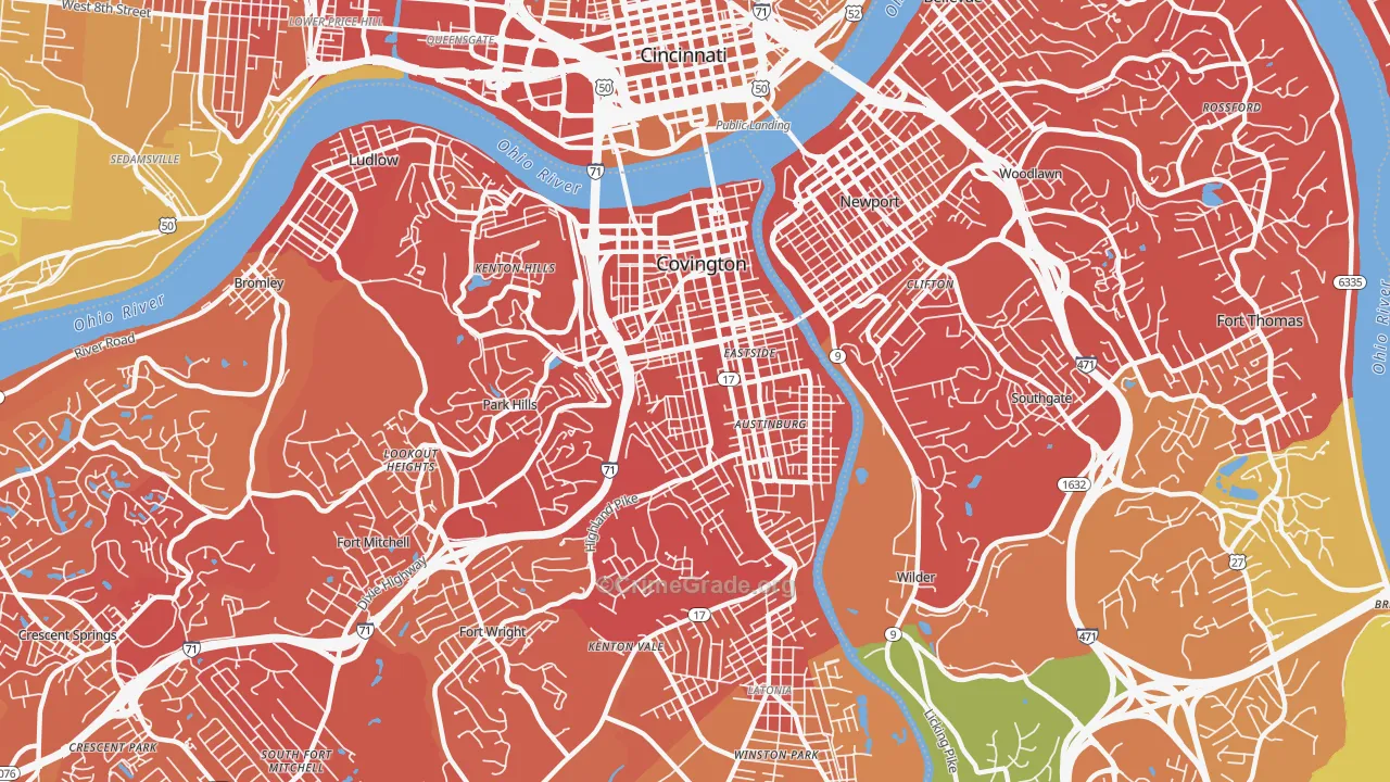 Covington, KY Map of Drug-Related Crime Rates