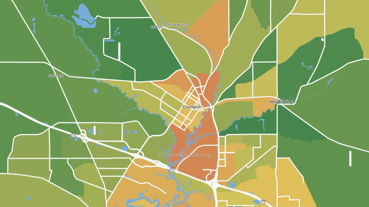Covington, LA Map of Drug-Related Crime Rates