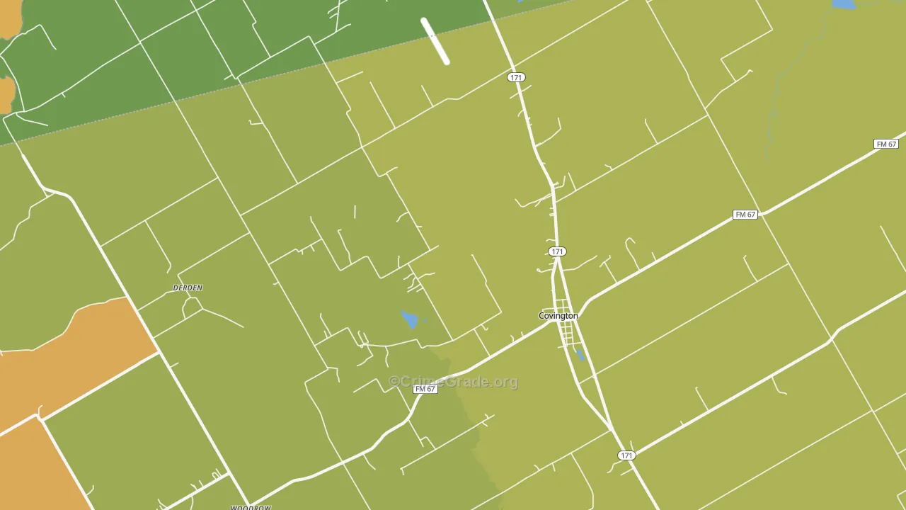 Covington, TX Map of Drug-Related Crime Rates
