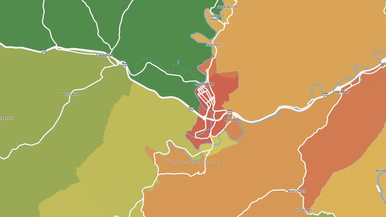 Covington, VA Map of Drug-Related Crime Rates