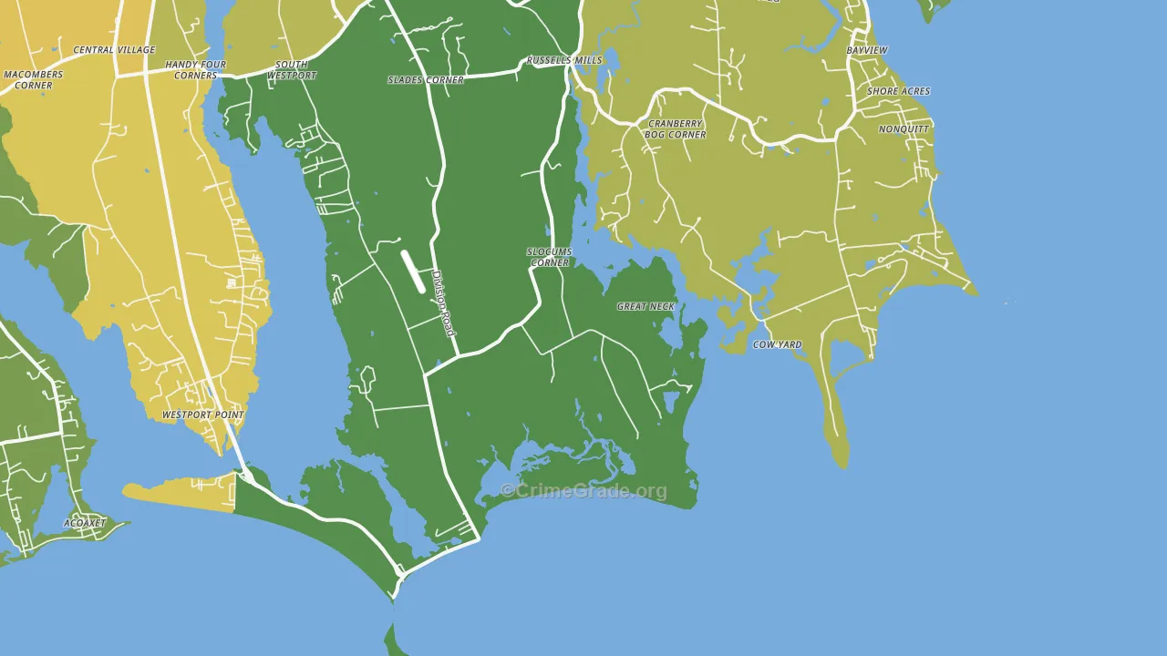 Cow Yard, MA Map of Drug-Related Crime Rates