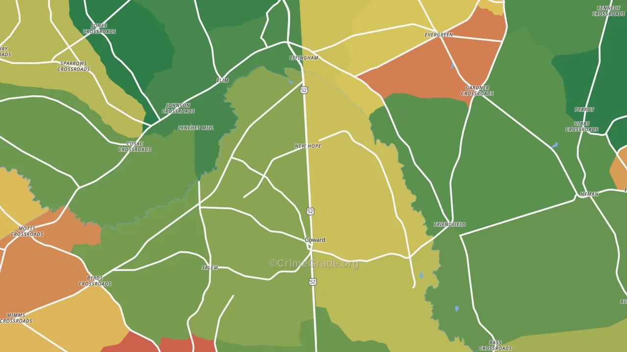 Coward, SC Map of Drug-Related Crime Rates