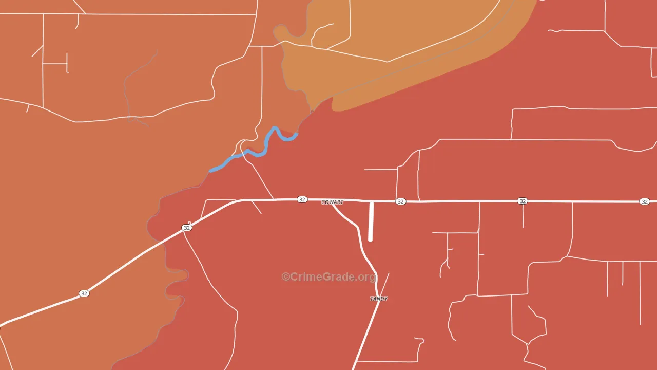 Cowart, MS Map of Drug-Related Crime Rates
