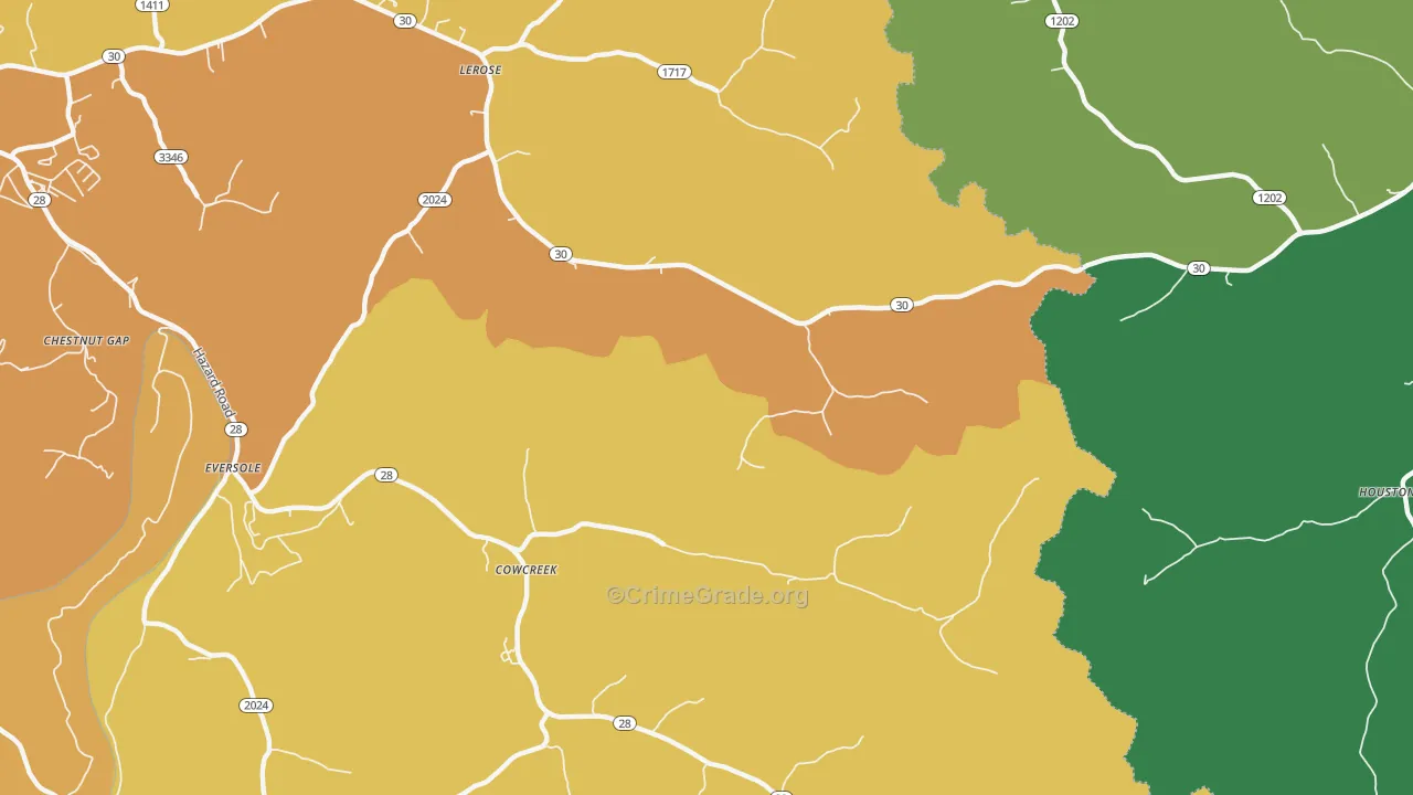 Cowcreek, KY Map of Drug-Related Crime Rates