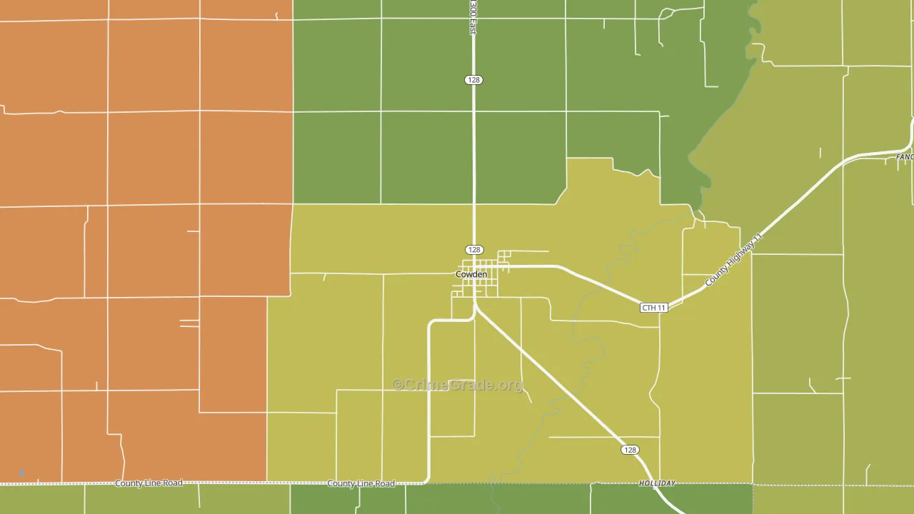 Cowden, IL Map of Drug-Related Crime Rates