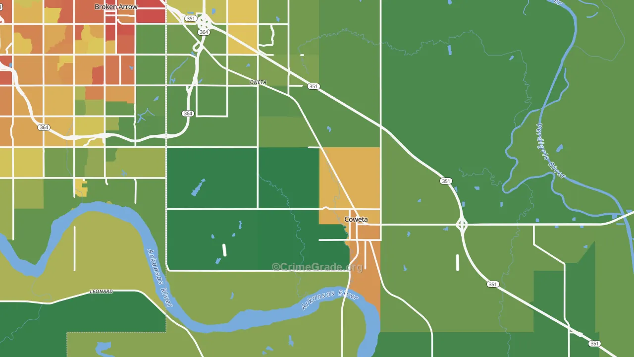 Coweta, OK Map of Drug-Related Crime Rates