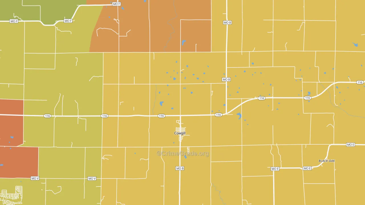 Cowgill, MO Map of Drug-Related Crime Rates