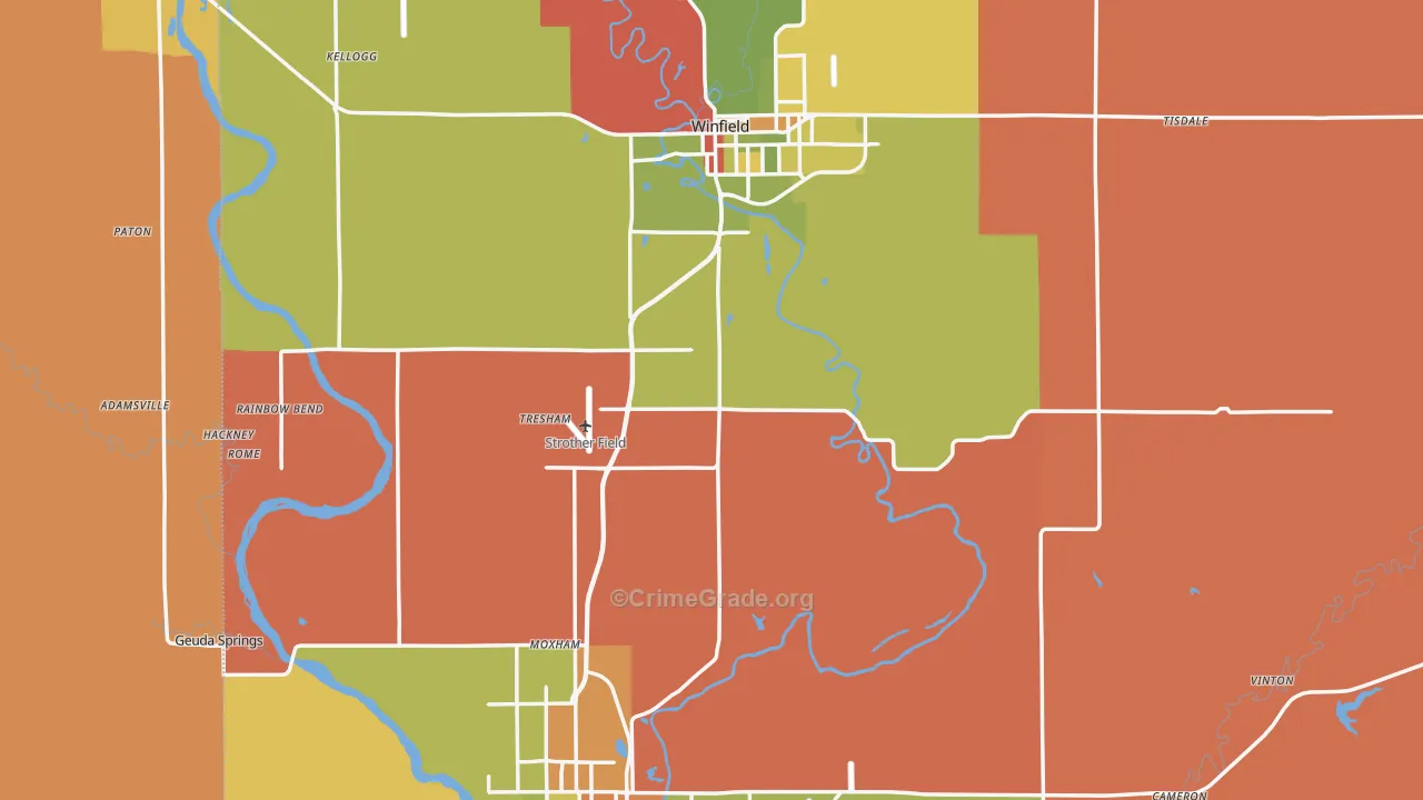 Cowley County, KS Map of Drug-Related Crime Rates