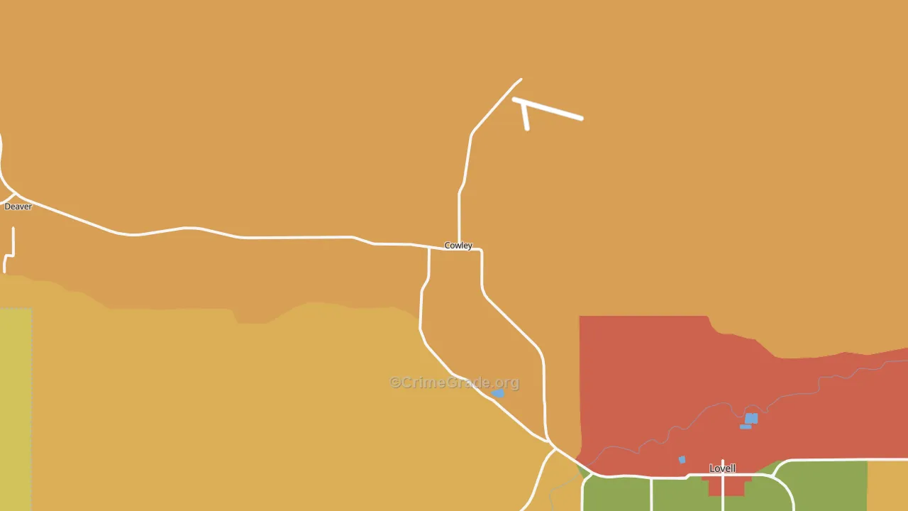 Cowley, WY Map of Drug-Related Crime Rates