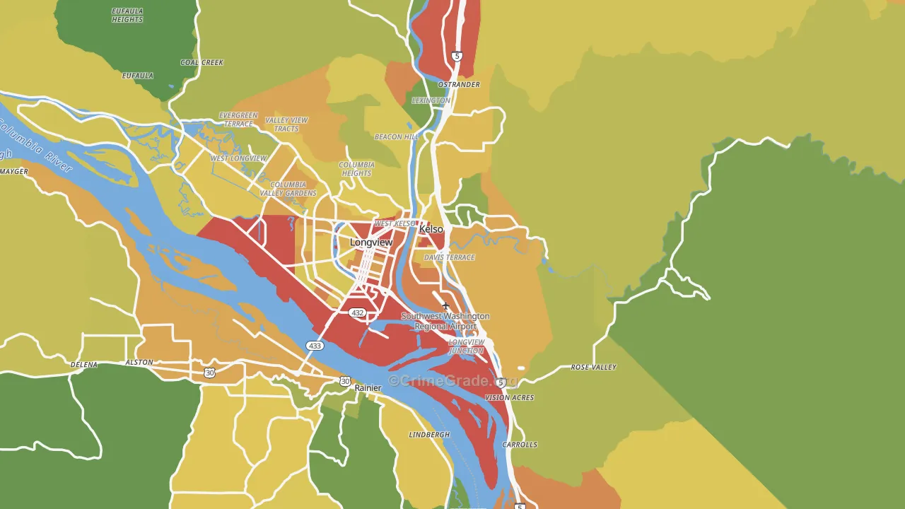 Cowlitz County, WA Map of Drug-Related Crime Rates