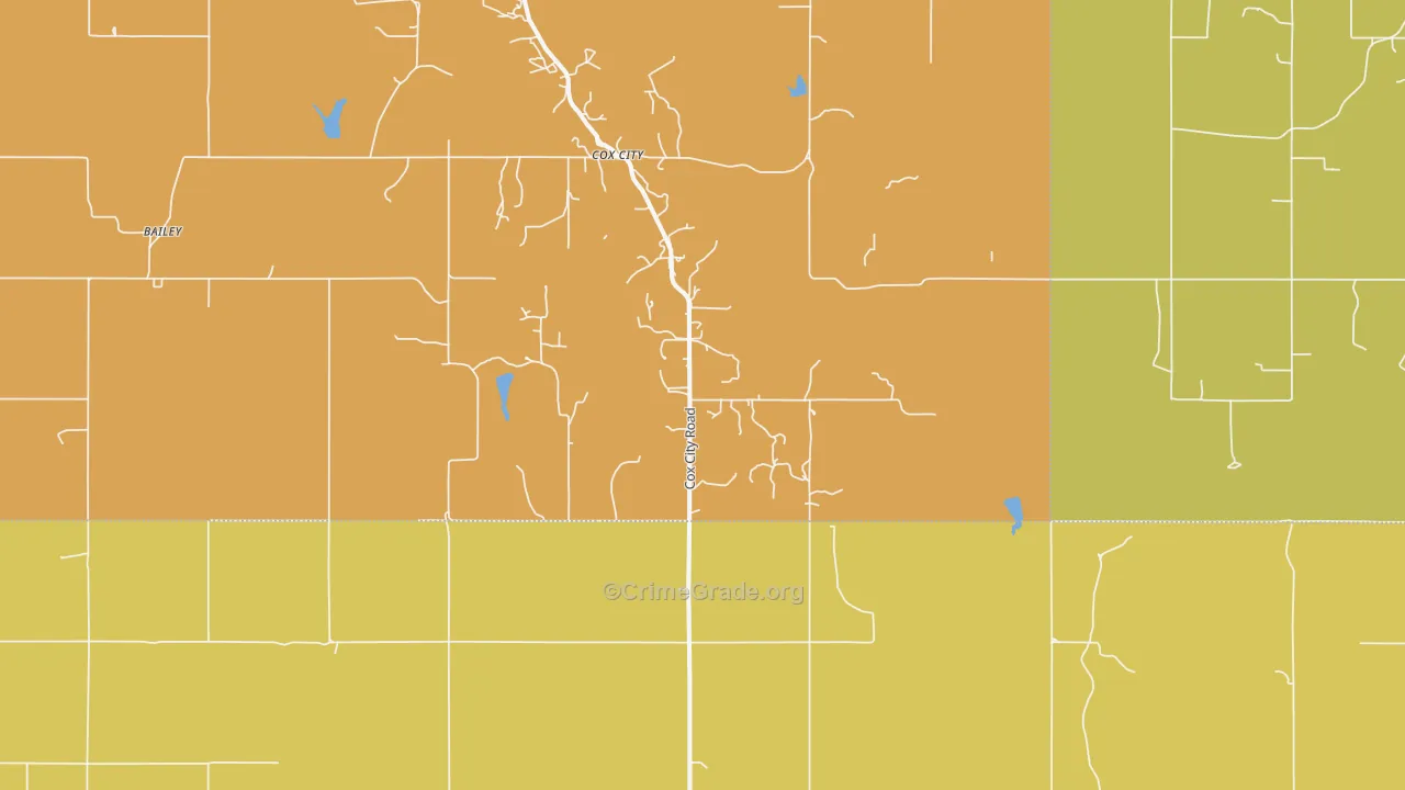 Cox City, OK Map of Drug-Related Crime Rates