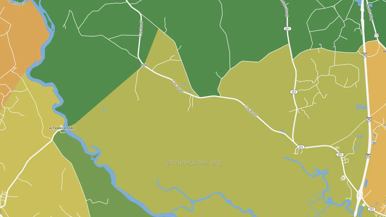 Cox, GA Map of Drug-Related Crime Rates