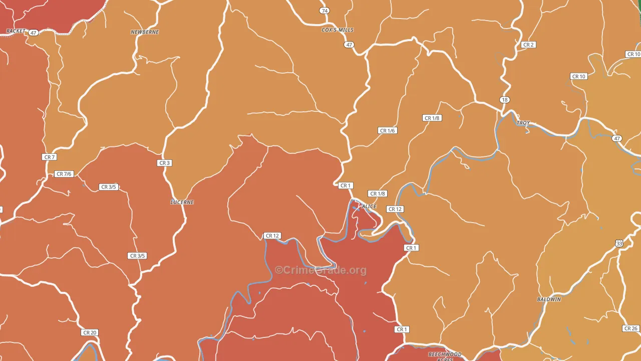 Coxs Mills, WV Map of Drug-Related Crime Rates