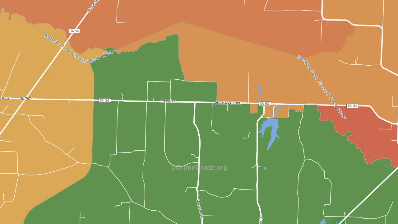 Coxville, TN Map of Drug-Related Crime Rates