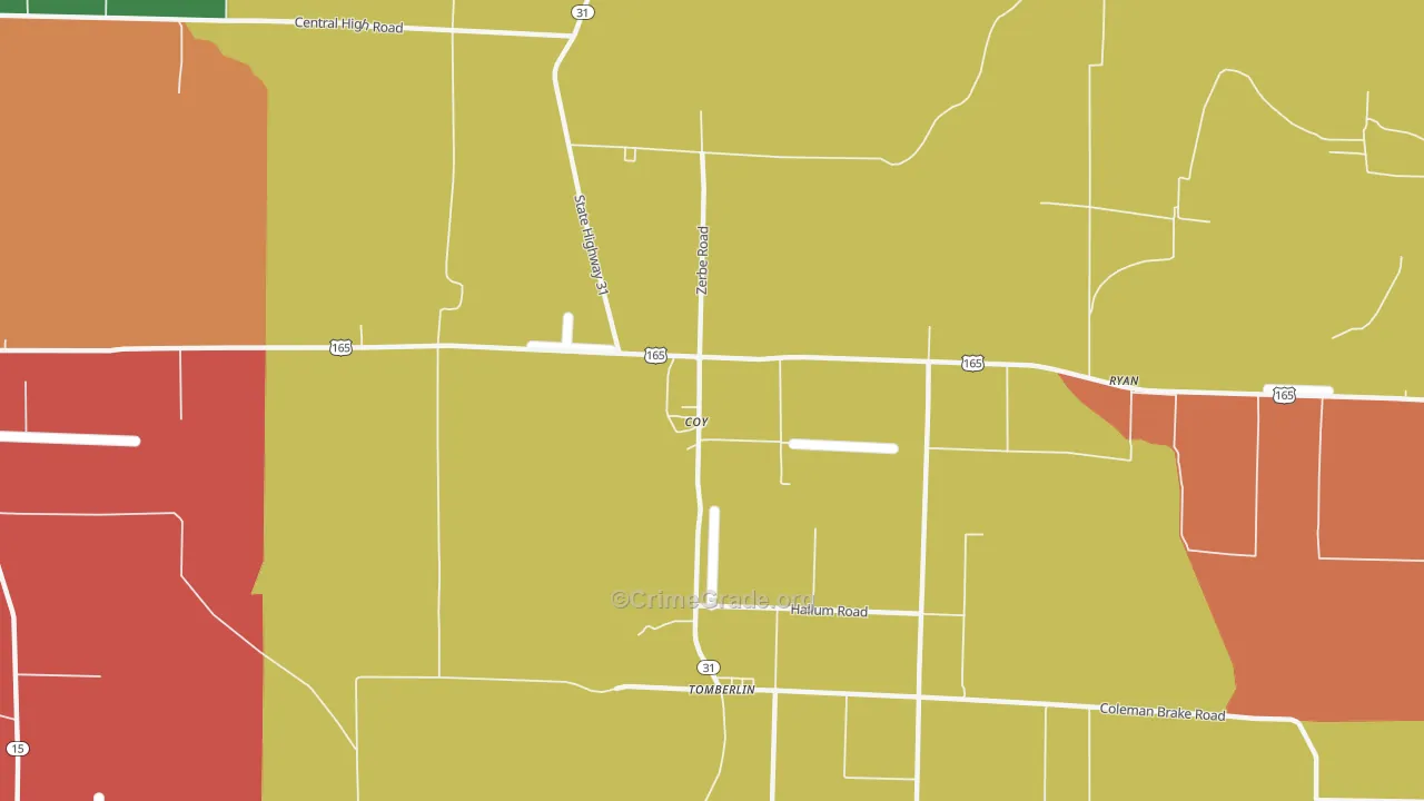 Coy, AR Map of Drug-Related Crime Rates