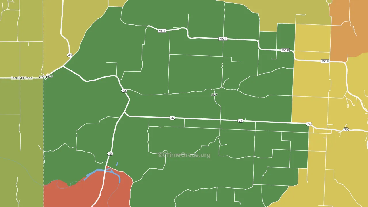 Coy, MO Map of Drug-Related Crime Rates
