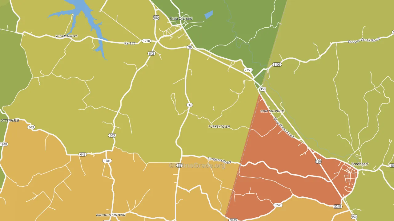 Crab Orchard, KY Map of Drug-Related Crime Rates