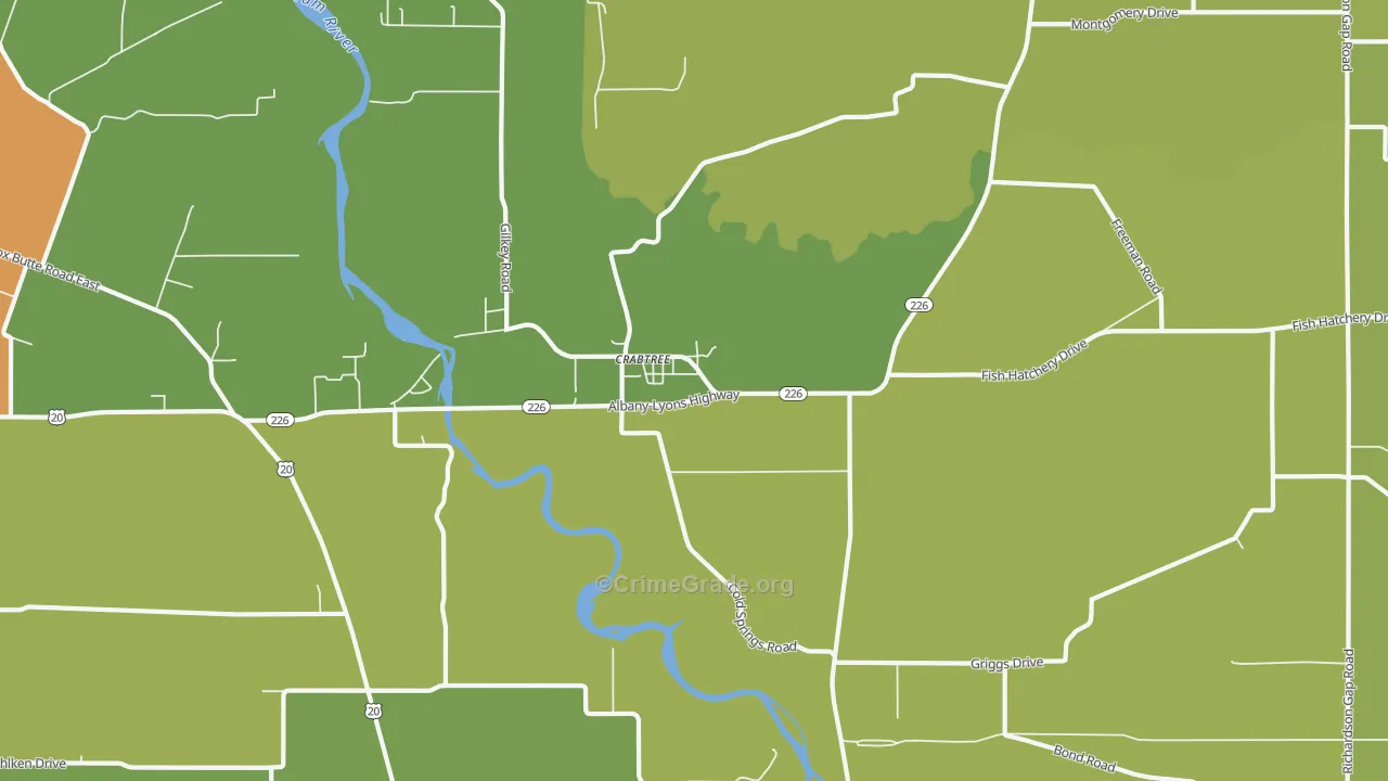 Crabtree, OR Map of Drug-Related Crime Rates