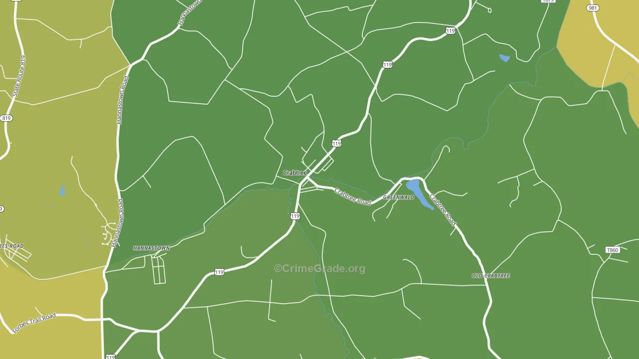 Crabtree, PA Map of Drug-Related Crime Rates