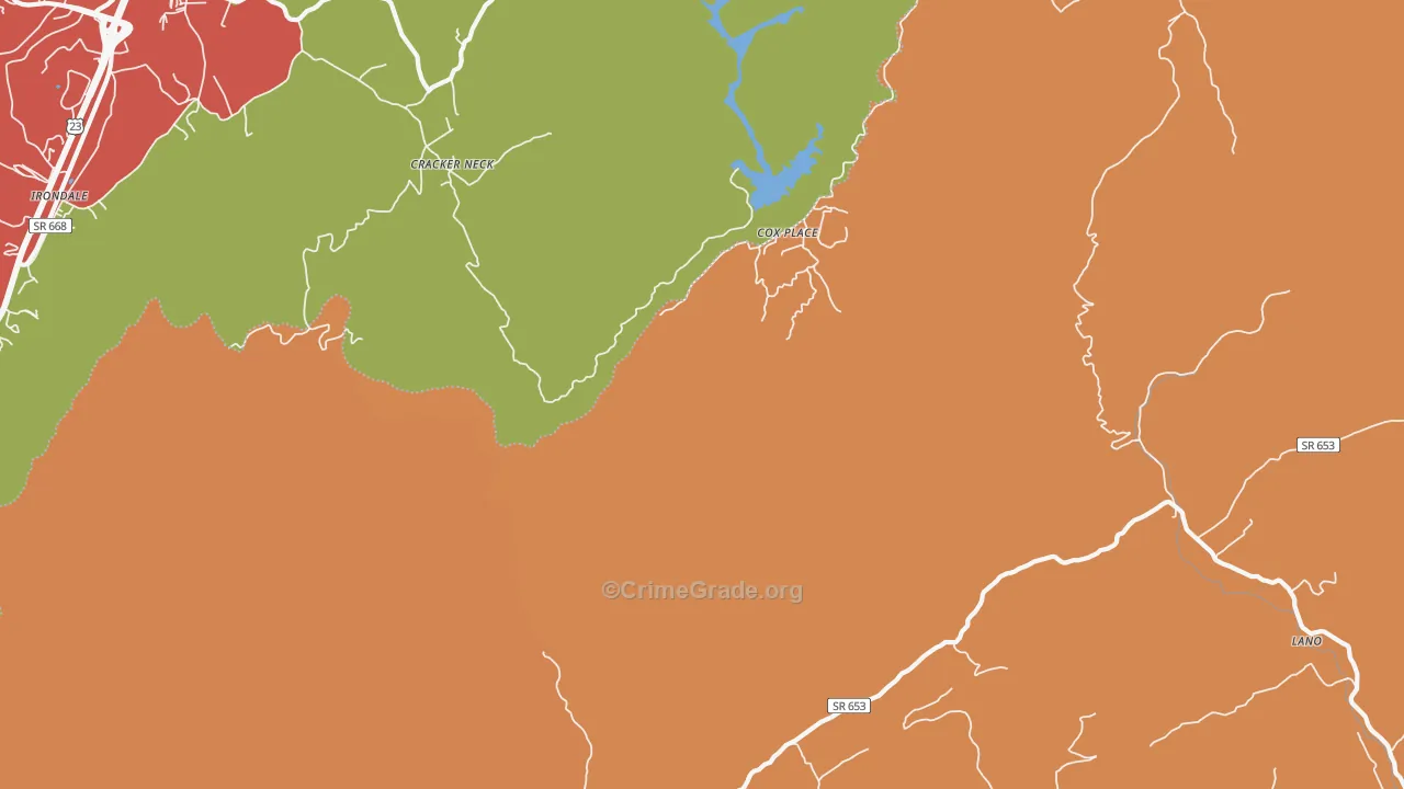 Cracker Neck, VA Map of Drug-Related Crime Rates