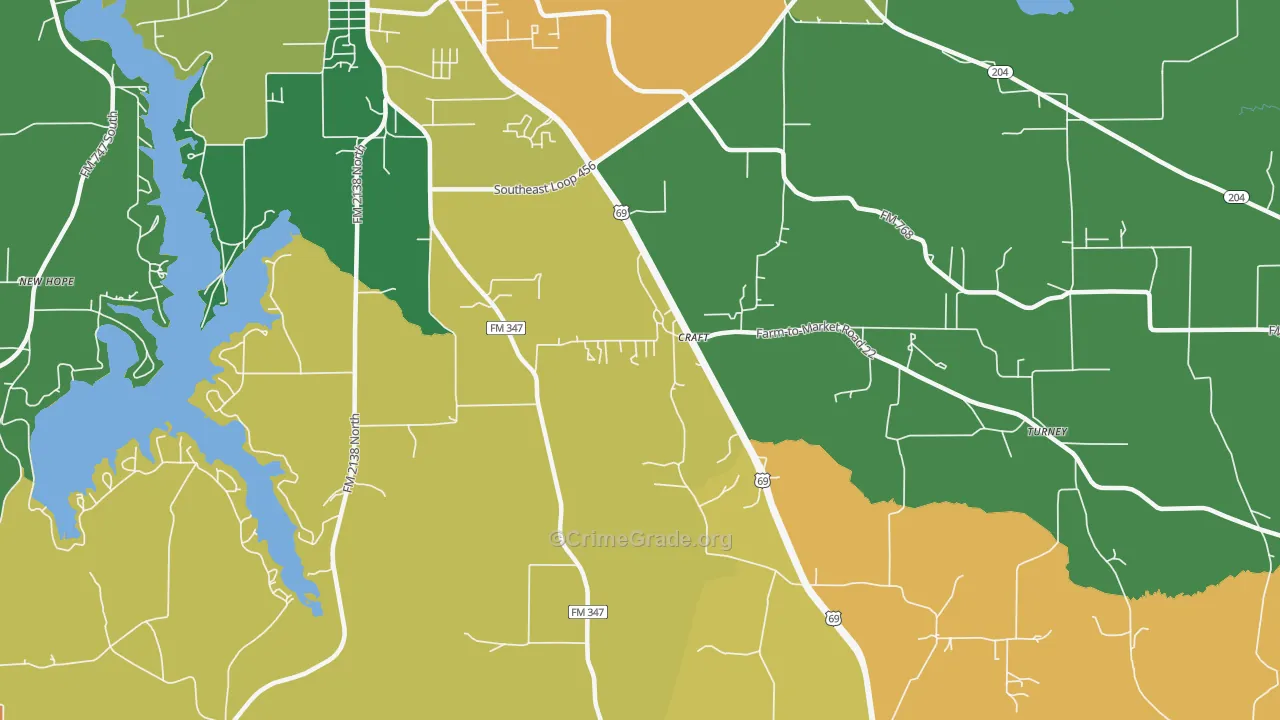 Craft, TX Map of Drug-Related Crime Rates
