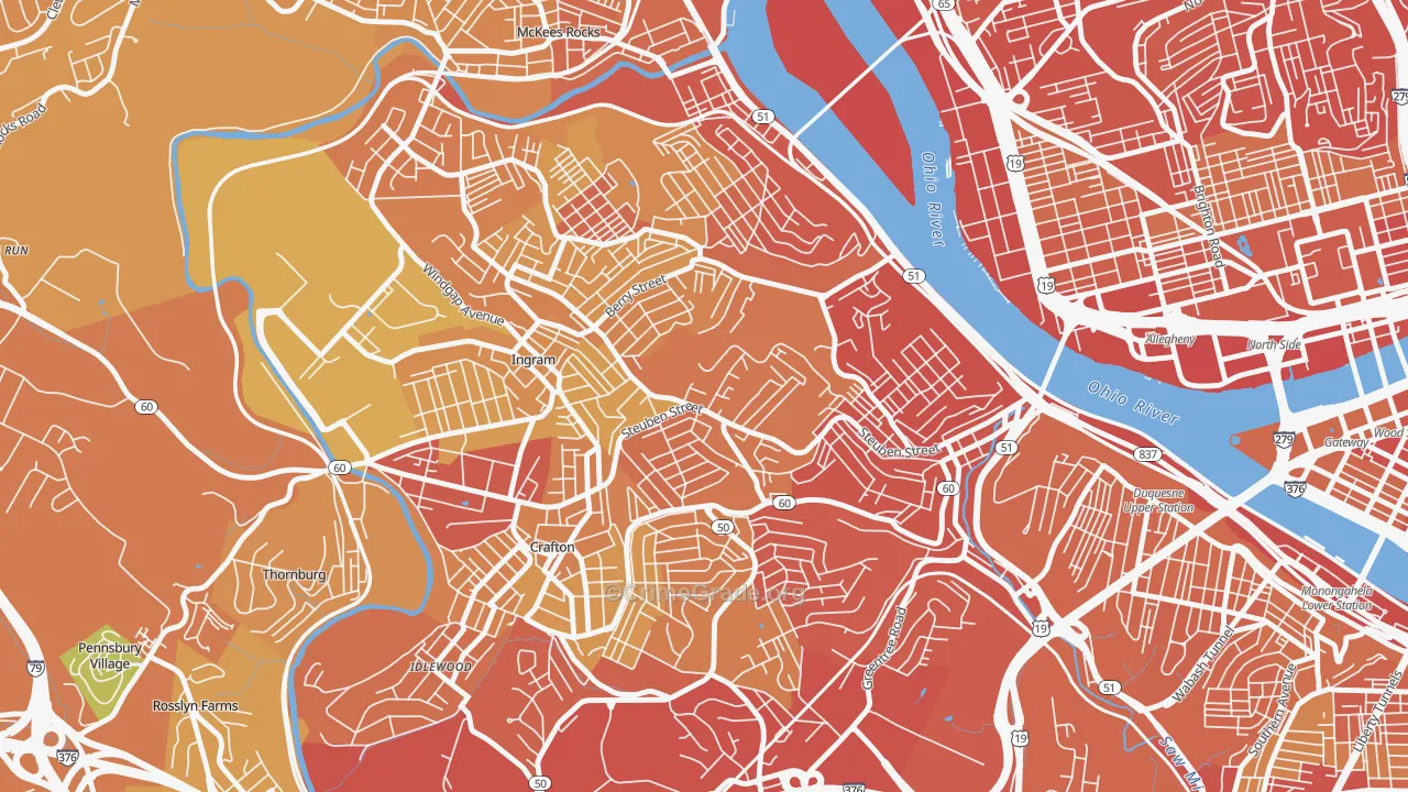Crafton Heights, Pittsburgh, PA Map of Drug-Related Crime Rates