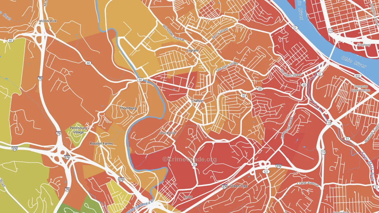 Crafton, PA Map of Drug-Related Crime Rates