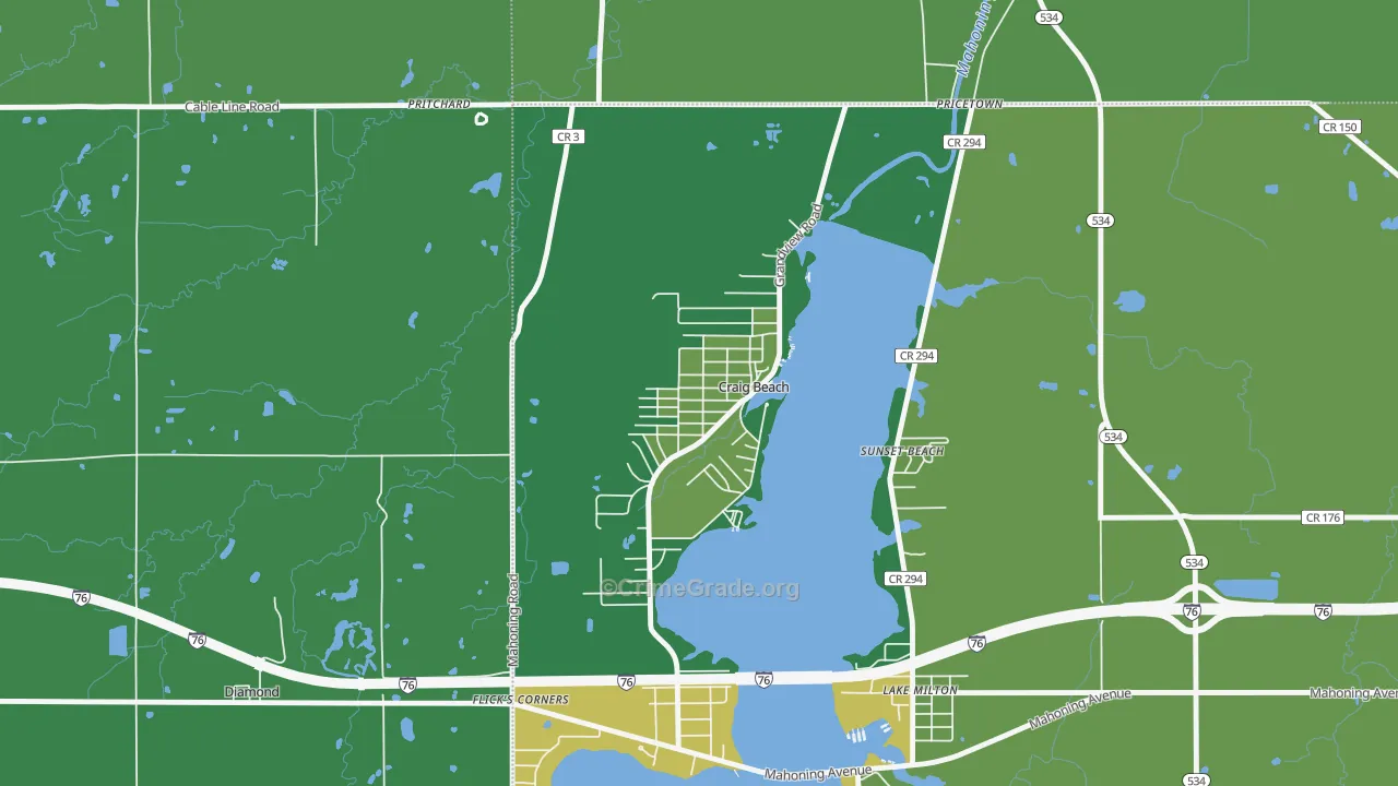 Craig Beach, OH Map of Drug-Related Crime Rates