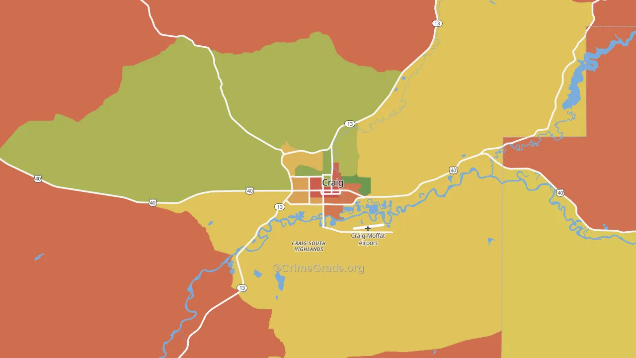 Craig, CO Map of Drug-Related Crime Rates