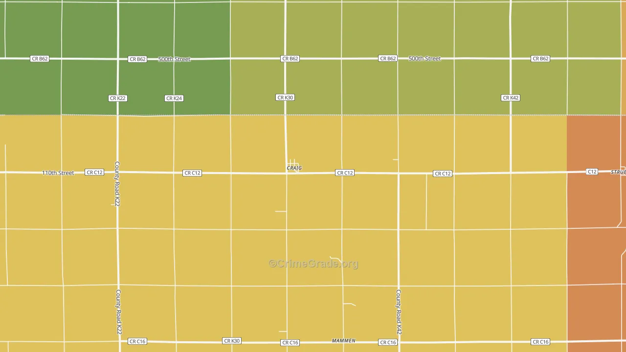 Craig, IA Map of Drug-Related Crime Rates